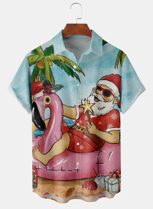 Men's Christmas Funny Graphic Short Sleeve Hawaiian Shirt